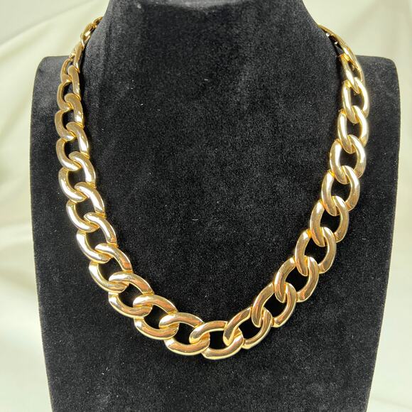 None Jewelry - Goldtone Chain Link Necklace Chunky Statement Fashion